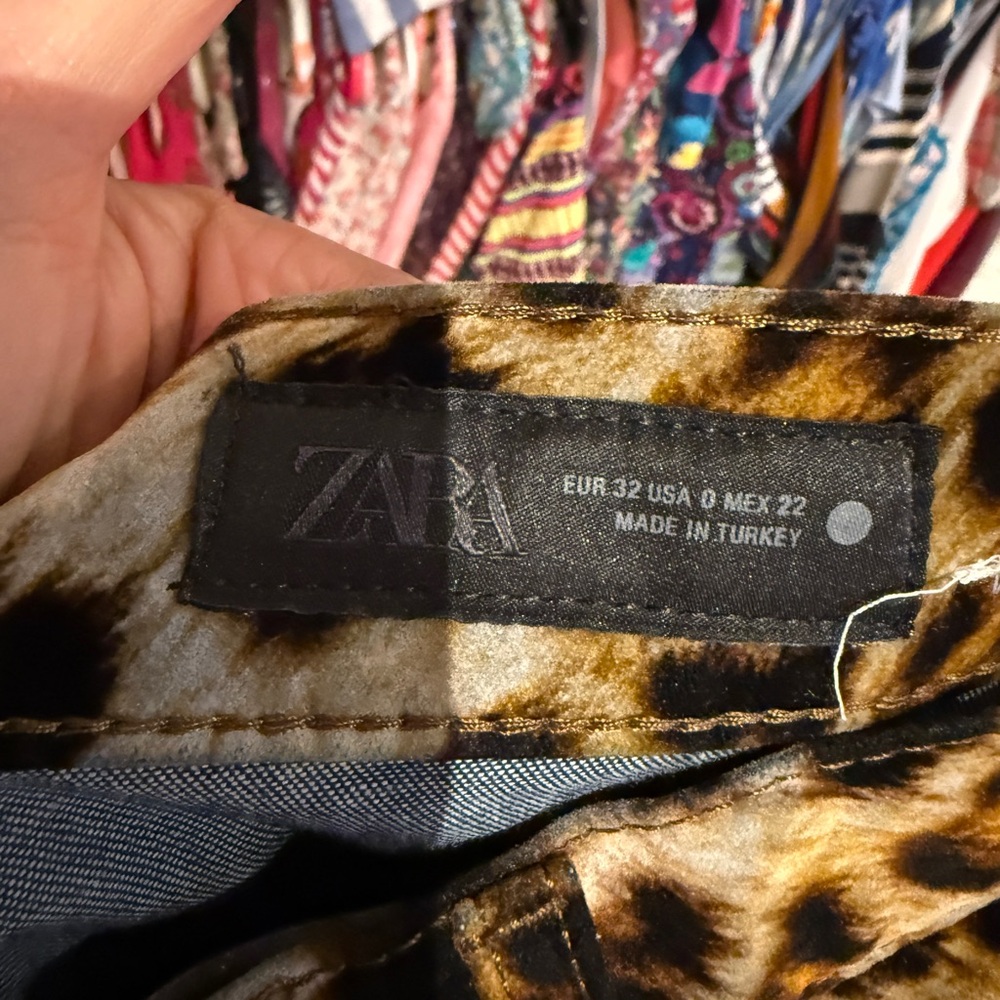 Zara Flocked Animal Print Pants - Picture 3 of 3